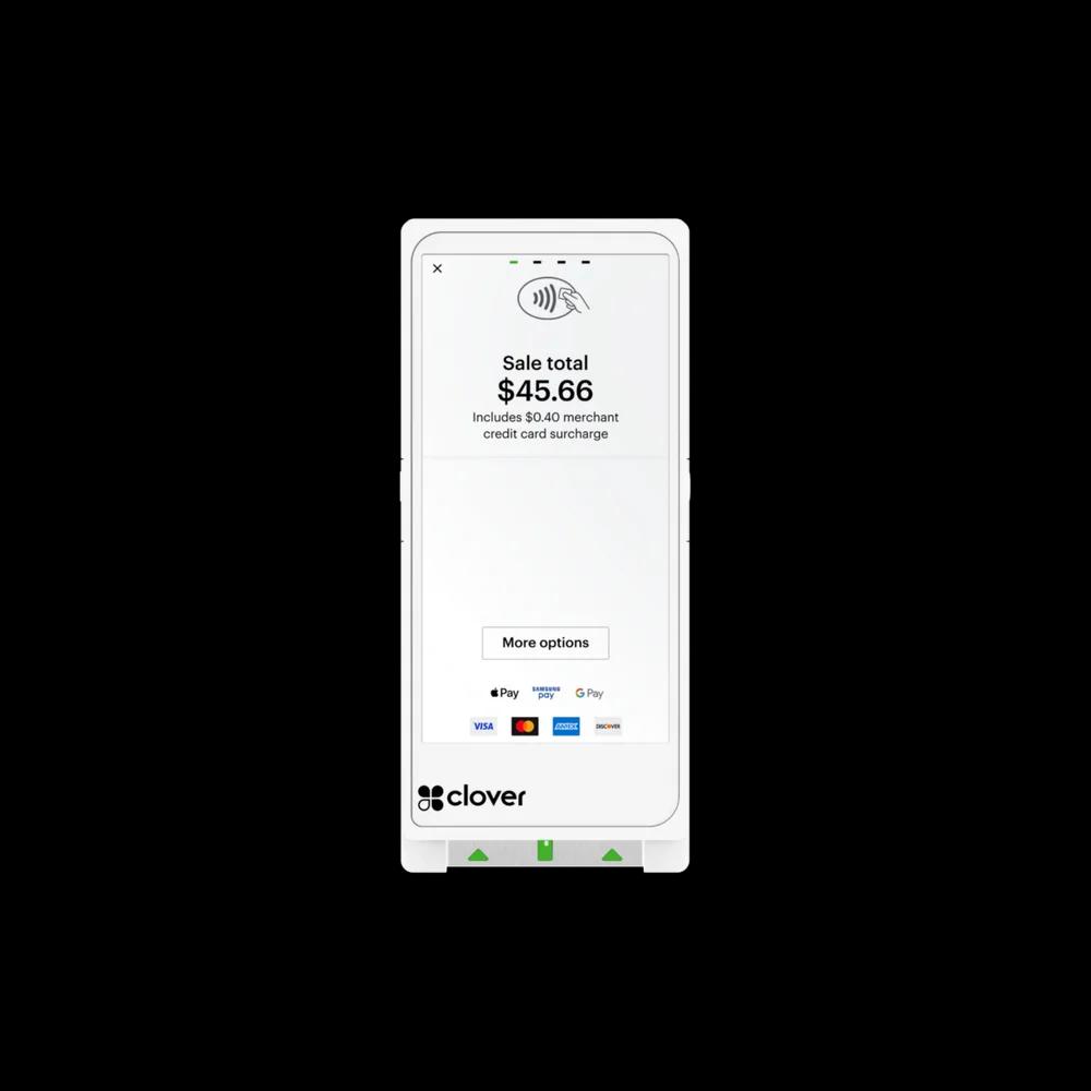 Clover Flex Gen 4 handheld POS terminal showing contactless payment screen