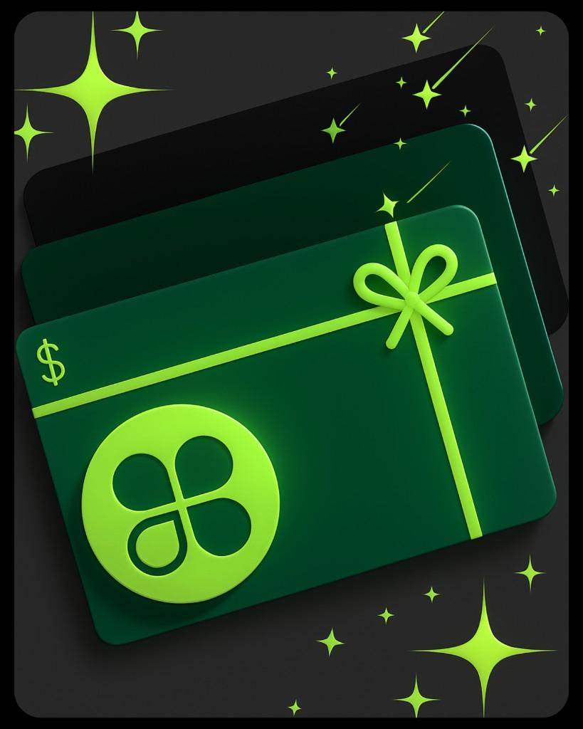 Clover branded gift cards with Clover logo