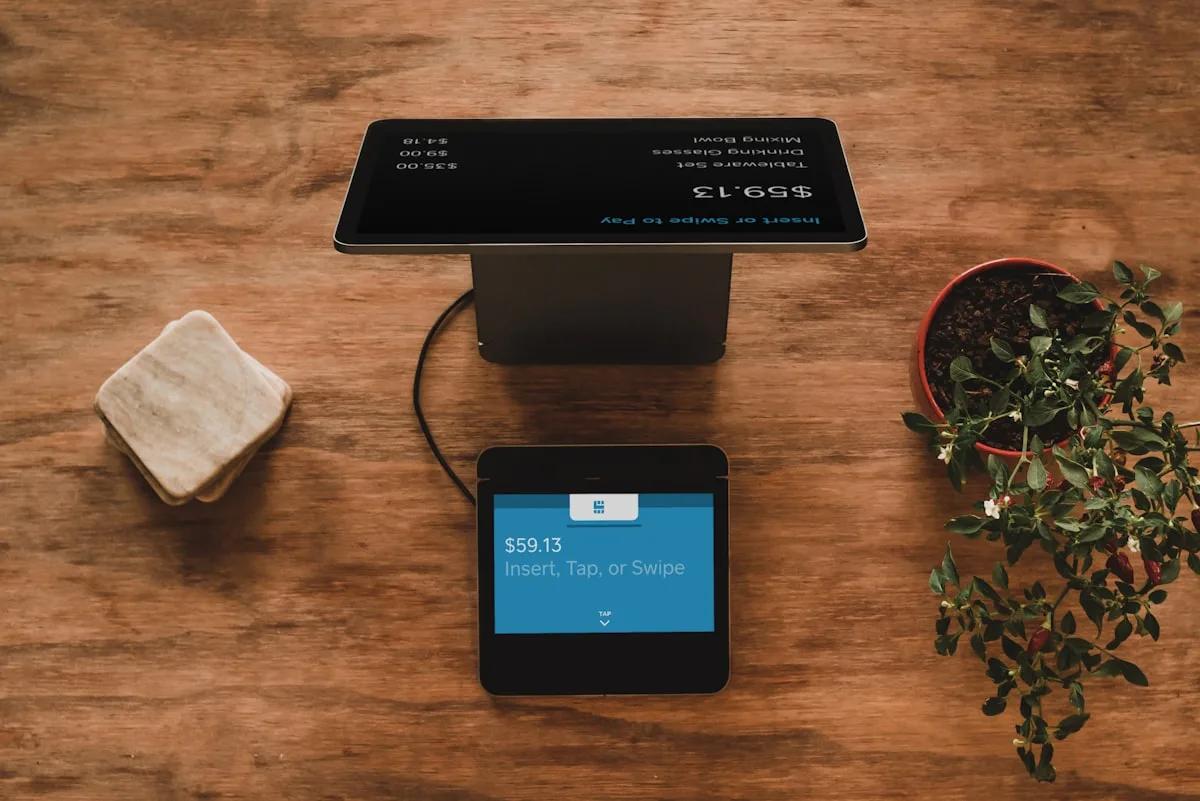 A row of Apexonepayments point-of-sale devices