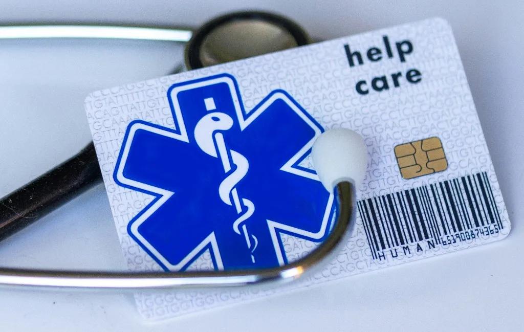 Health benefits card with stethoscope for dental billing