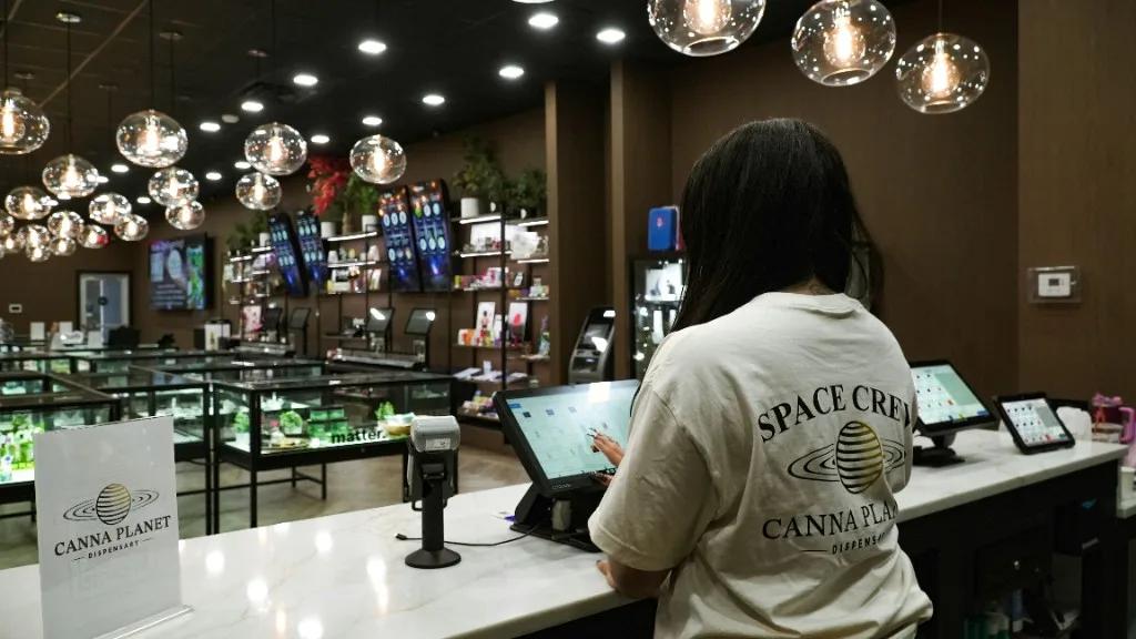 Retail handheld POS checkout at service counter