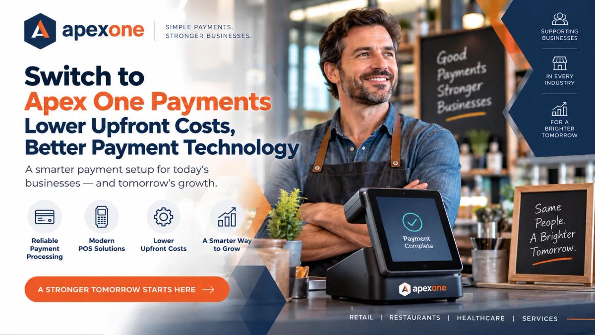 Switch to Apex One Payments Lower Upfront Costs, Better Payment Technology