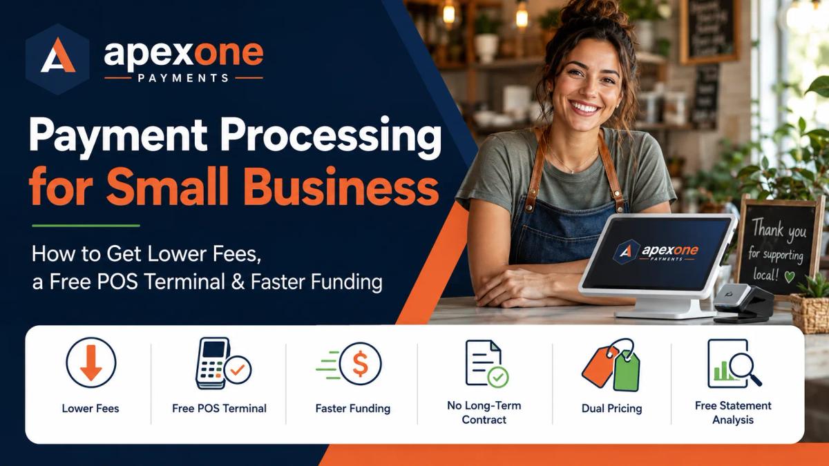 Payment Processing for Small Business How to Get Lower Fees, a Free POS Terminal & Faster Funding